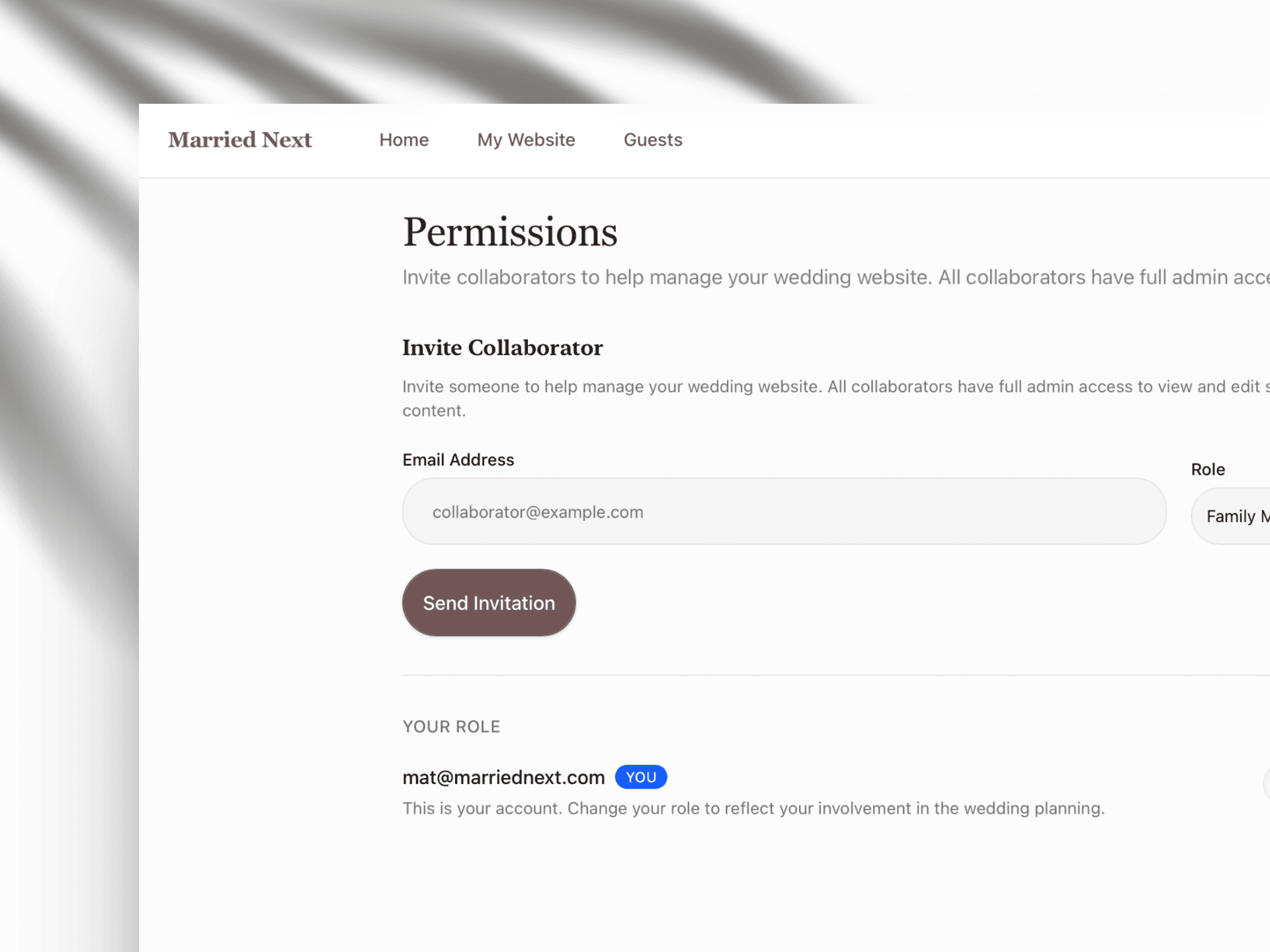 Collaborator invitation and role management
