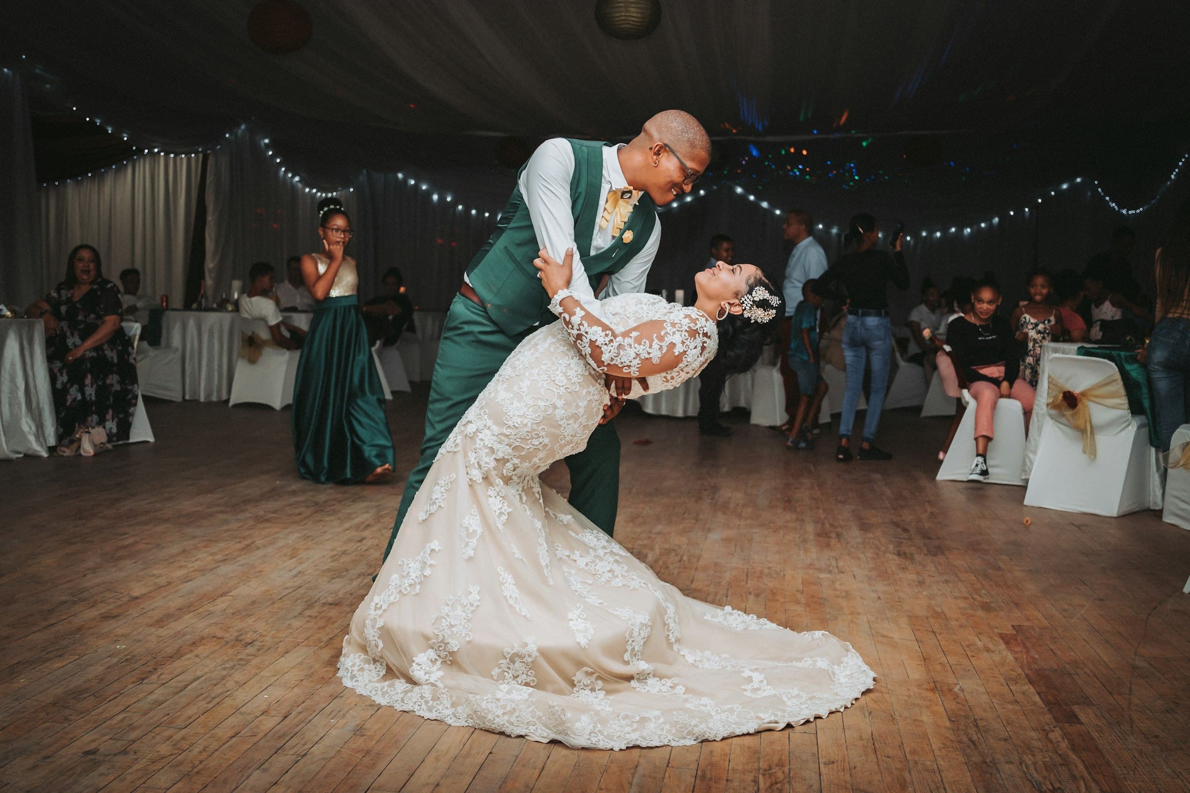A couple sharing their first dance